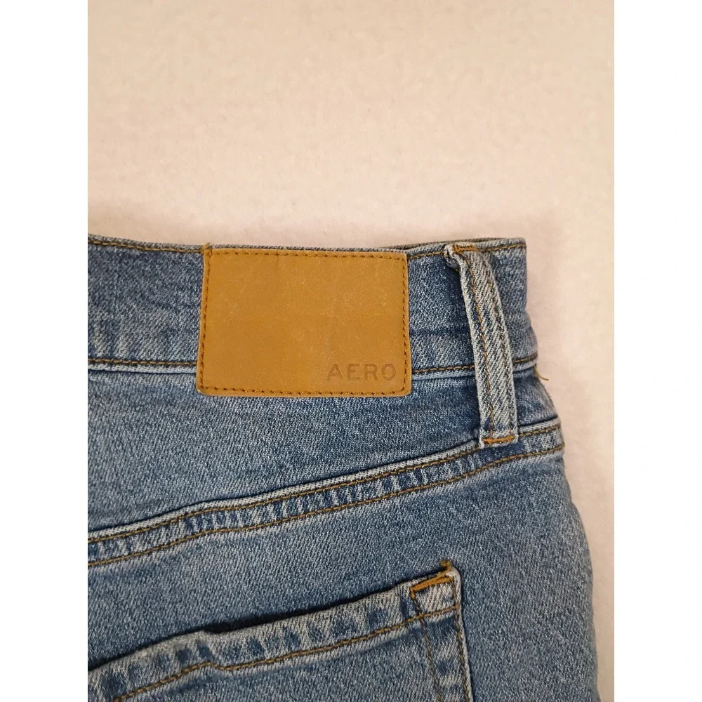 Edgy Distressed Aeropostale Women 2 Blue High Rise Frayed Raw Hem Denim Shorts